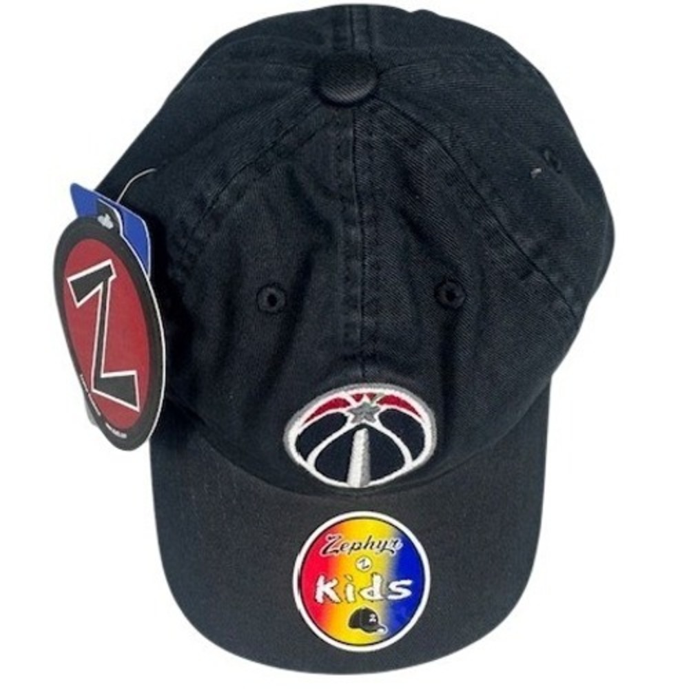 Washington Wizards Zephyr Hat Kids OS Adjustable Black Baseball Cap Logo NBA